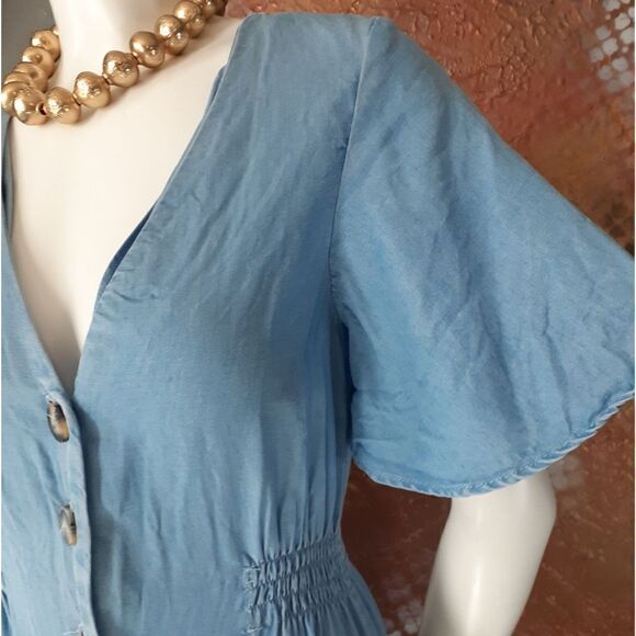 Zara Denim Voluminous Button Down Midi Dress - Picture 7 of 13